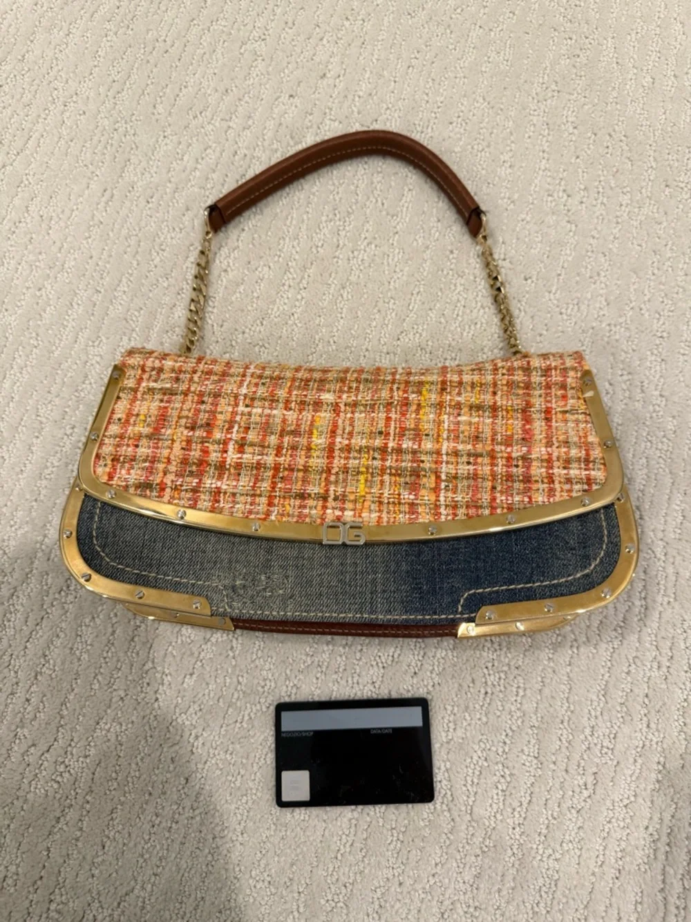 Dolce & Gabbana mixed material shoulder bag vintage y2k with authenticity card
